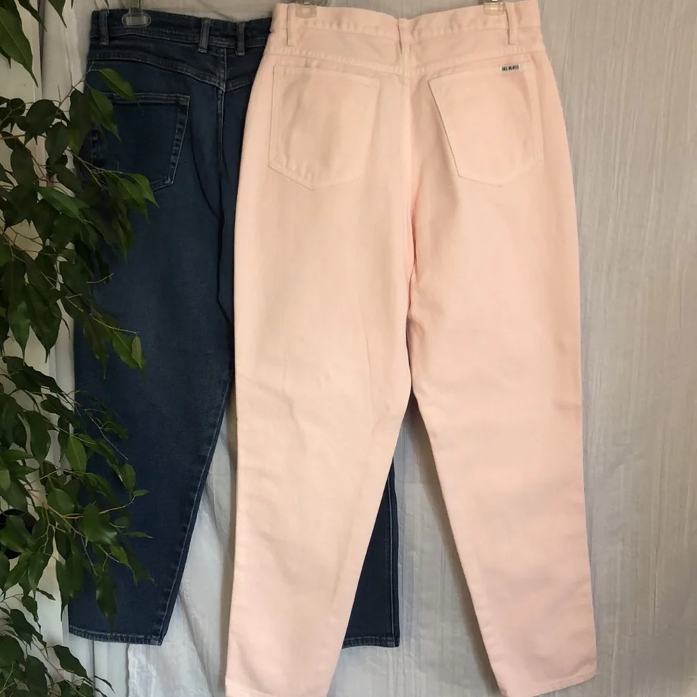 Vintage BILL BLASS womans SZ 14 pink straight leg high waist jeans pants